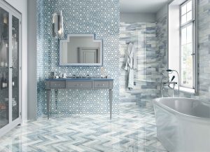 Modern Bathroom Blue white Design Patterns