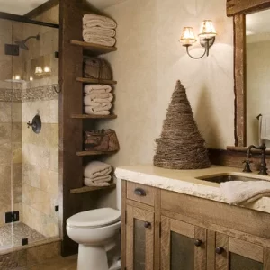 Rustic Modern Bathroom Shower Area